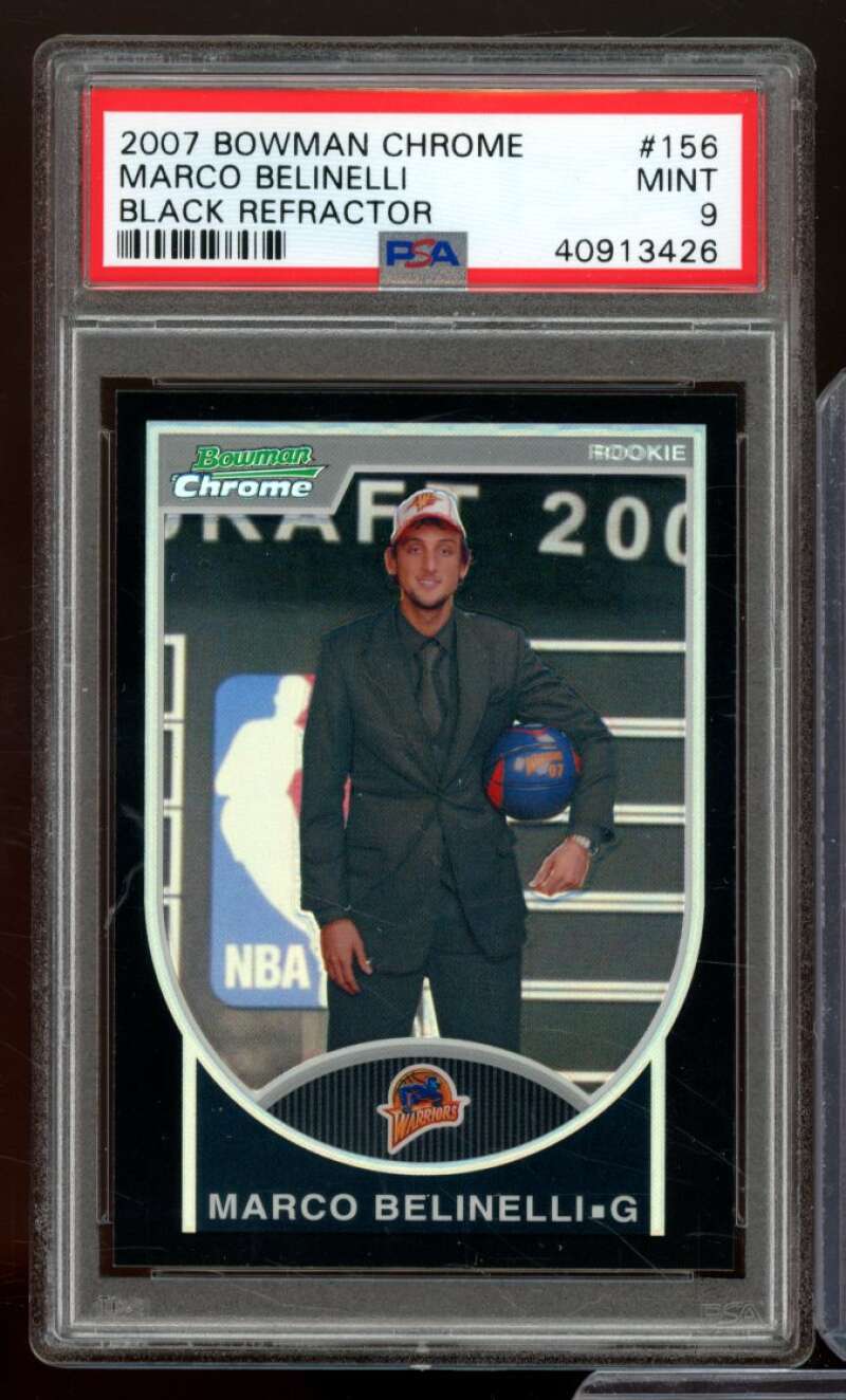 Marco Belinelli Rookie 2007-08 Bowman Chrome Black Refractor (pop 1) #156 PSA 9 Image 1