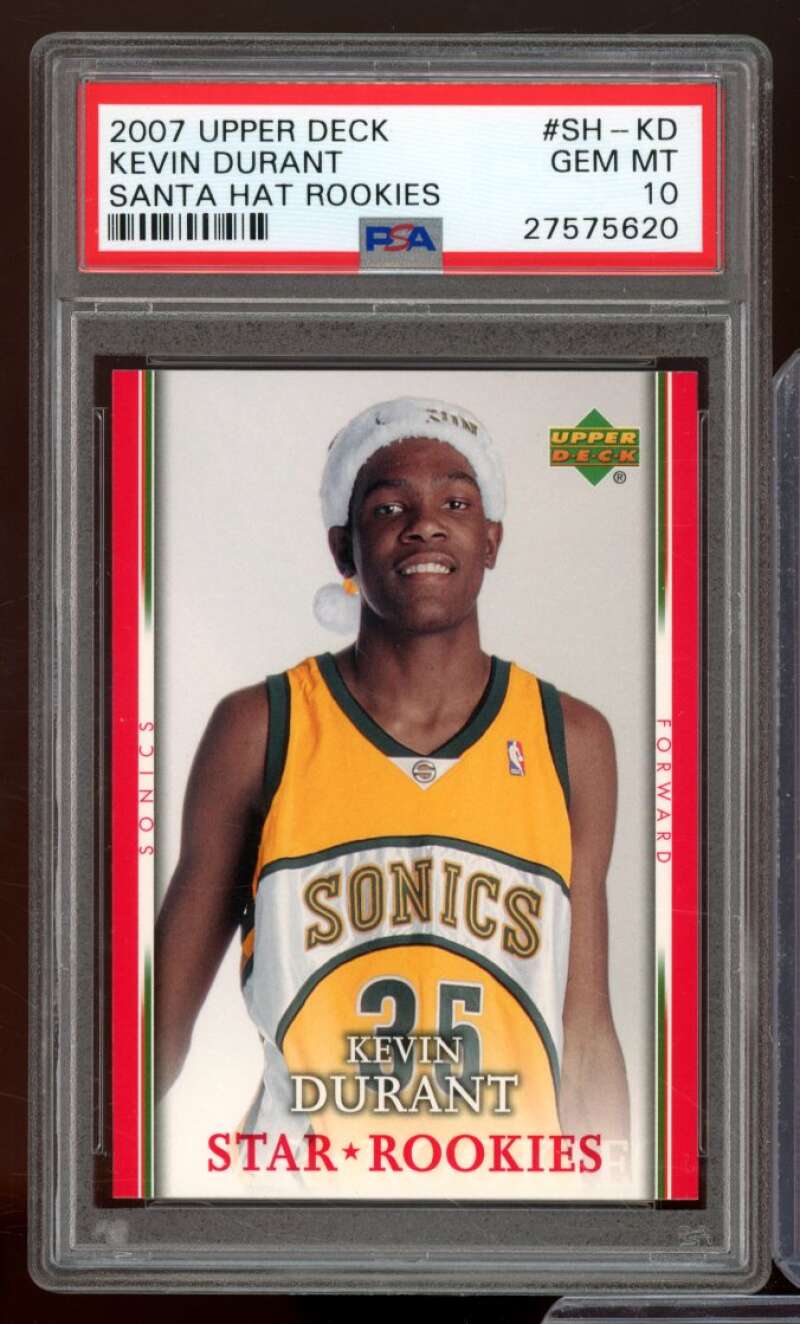 Kevin Durant Rookie Card 2007-08 Upper Deck Santa Hat Rookies #SH-KD PSA 10 Image 1