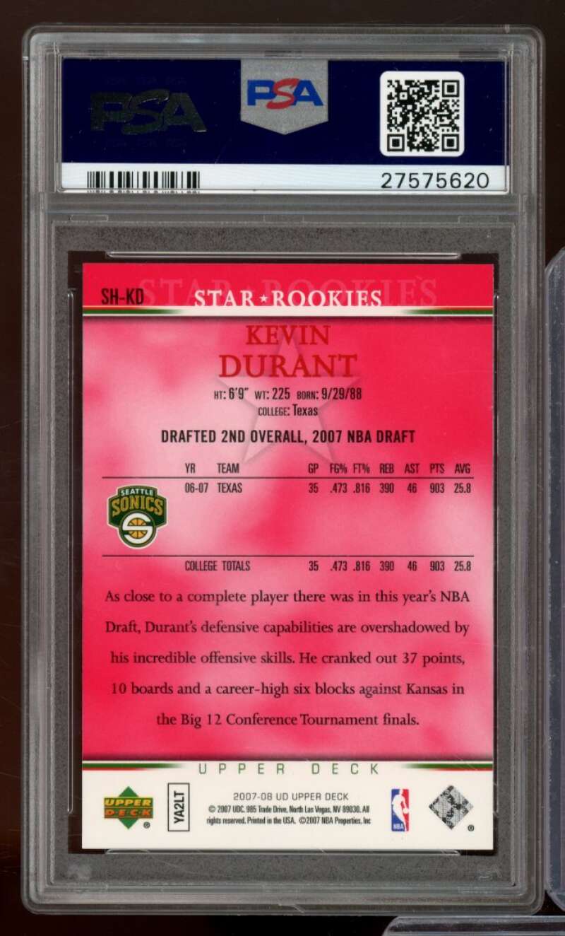 Kevin Durant Rookie Card 2007-08 Upper Deck Santa Hat Rookies #SH-KD PSA 10 Image 2