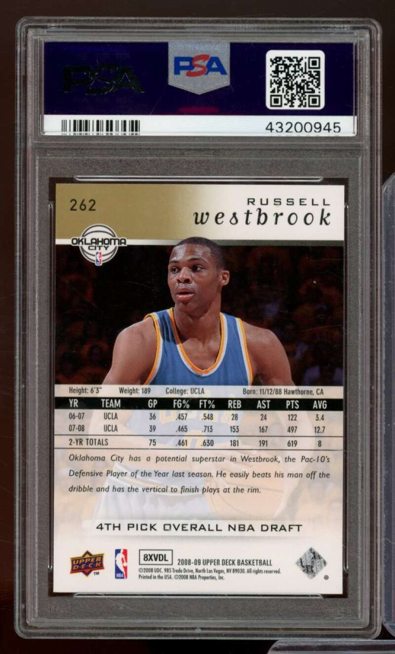 Russell Westbrook Rookie Card 2008-09 Upper Deck Electric Court Gold #262 PSA 9 Image 2