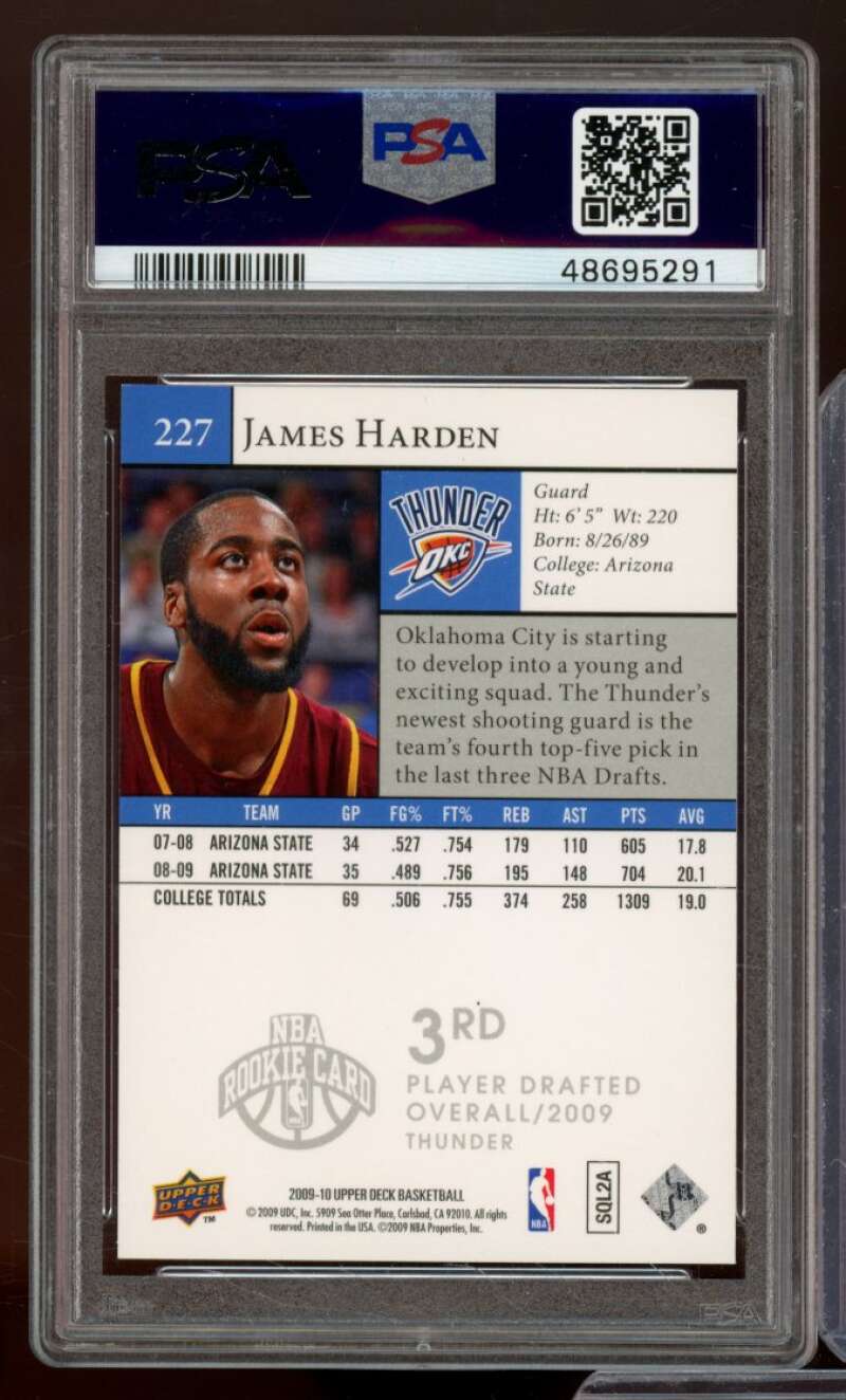 James Harden Rookie Card 2009-10 Upper Deck #227 PSA 10 Image 2