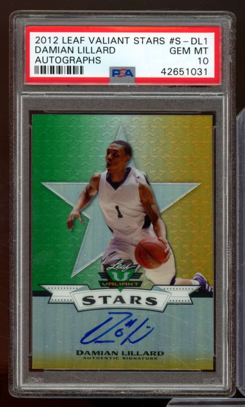 Damian Lillard Rookie 2012 Leaf Valiant Stars Autographs (pop 2) #S-DL1 PSA 10 Image 1