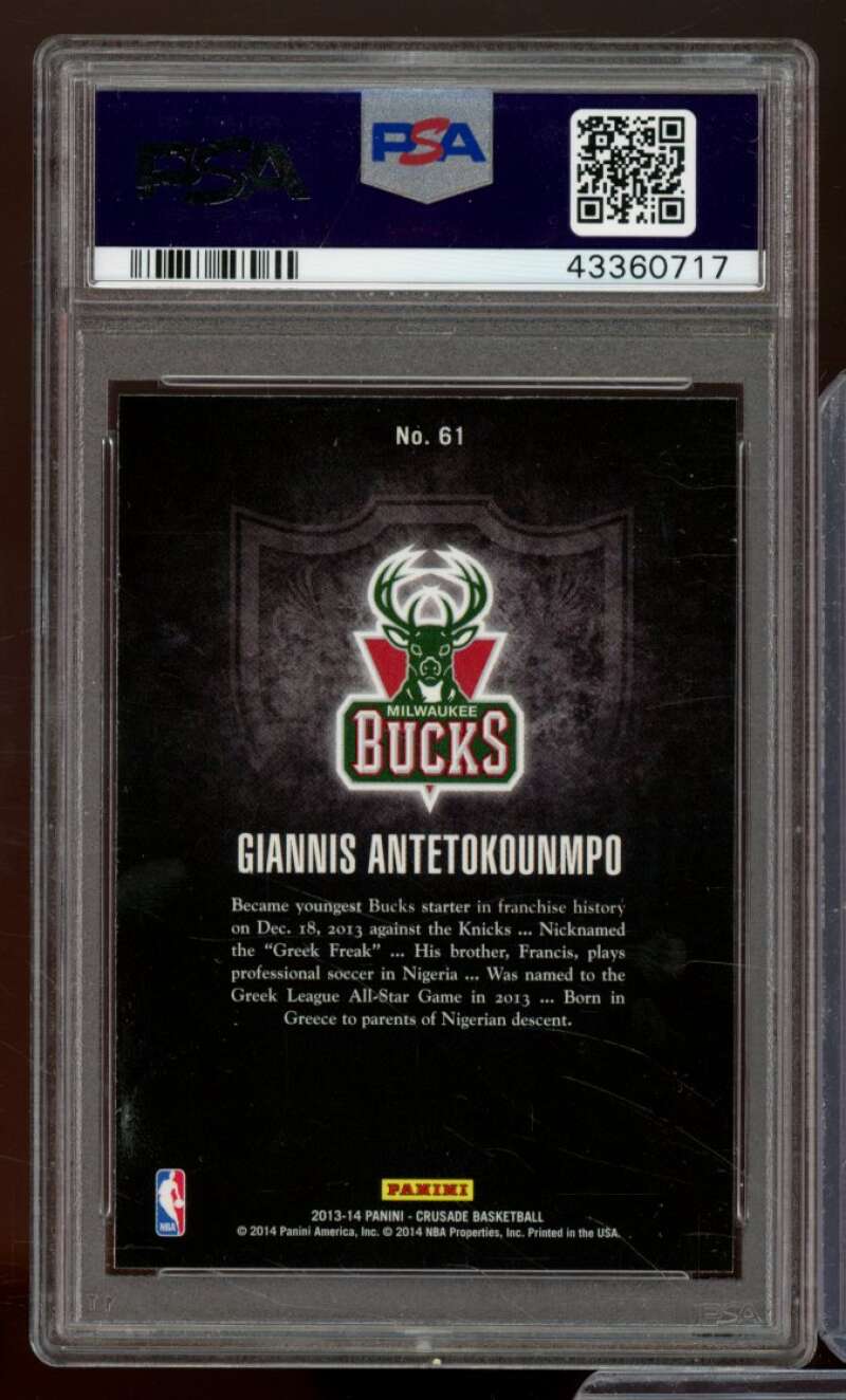 Giannis Antetokounmpo Rookie Card 2013-14 Panini Crusade Crusade Blue #61 PSA 10 Image 2