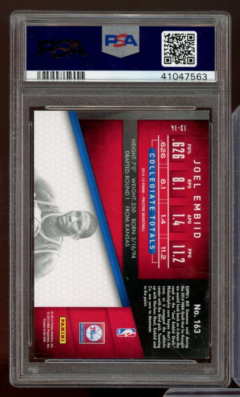 Joel Embiid Rookie 2014-15 Panini Prestige Bonus Shots Gold (3/10) #163 PSA 8.5 Image 2