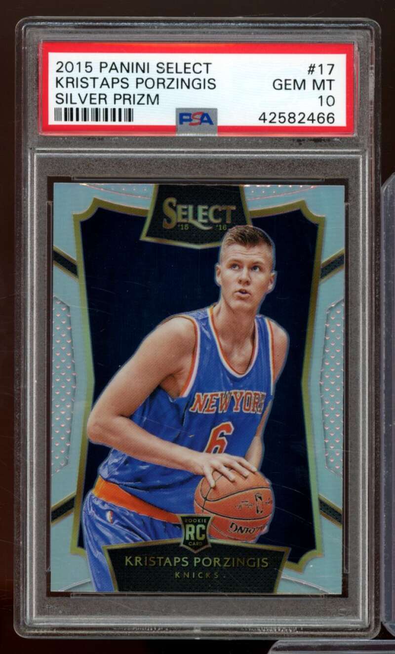 Kristaps Porzingis Rookie Card 2015-16 Panini Select Silver Prizm #17 PSA 10 Image 1