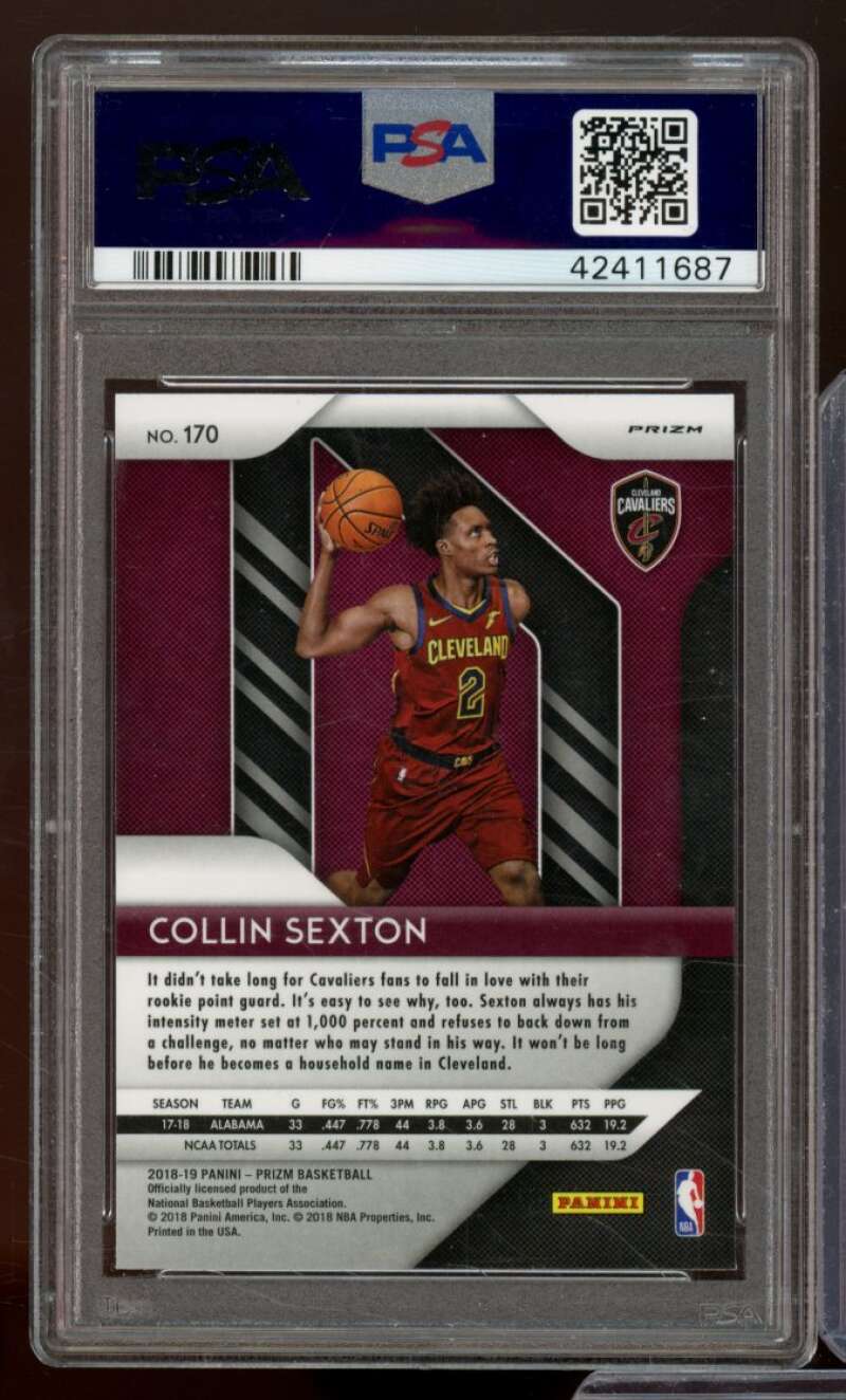 Collin Sexton Rookie Card 2018-19 Panini Prizm Ruby Wave #170 PSA 10 Image 2