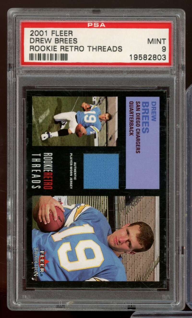 Drew Brees Rookie Card 2001 Fleer Rookie Retro Threads (pop 6) #nno PSA 9 Image 1