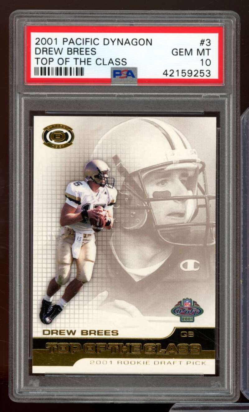 Drew Brees Rookie Card 2001 Pacific Dynagon Top Of The Class #3 PSA 10 Image 1