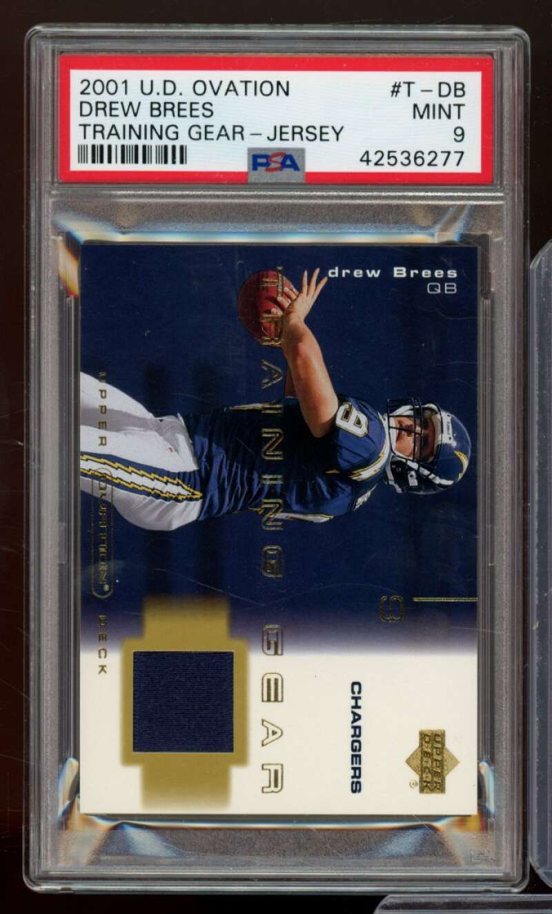 Drew Brees Rookie 2001 Upper Deck Ovation Training Gear Jersey (pop 4) #DB PSA 9 Image 1