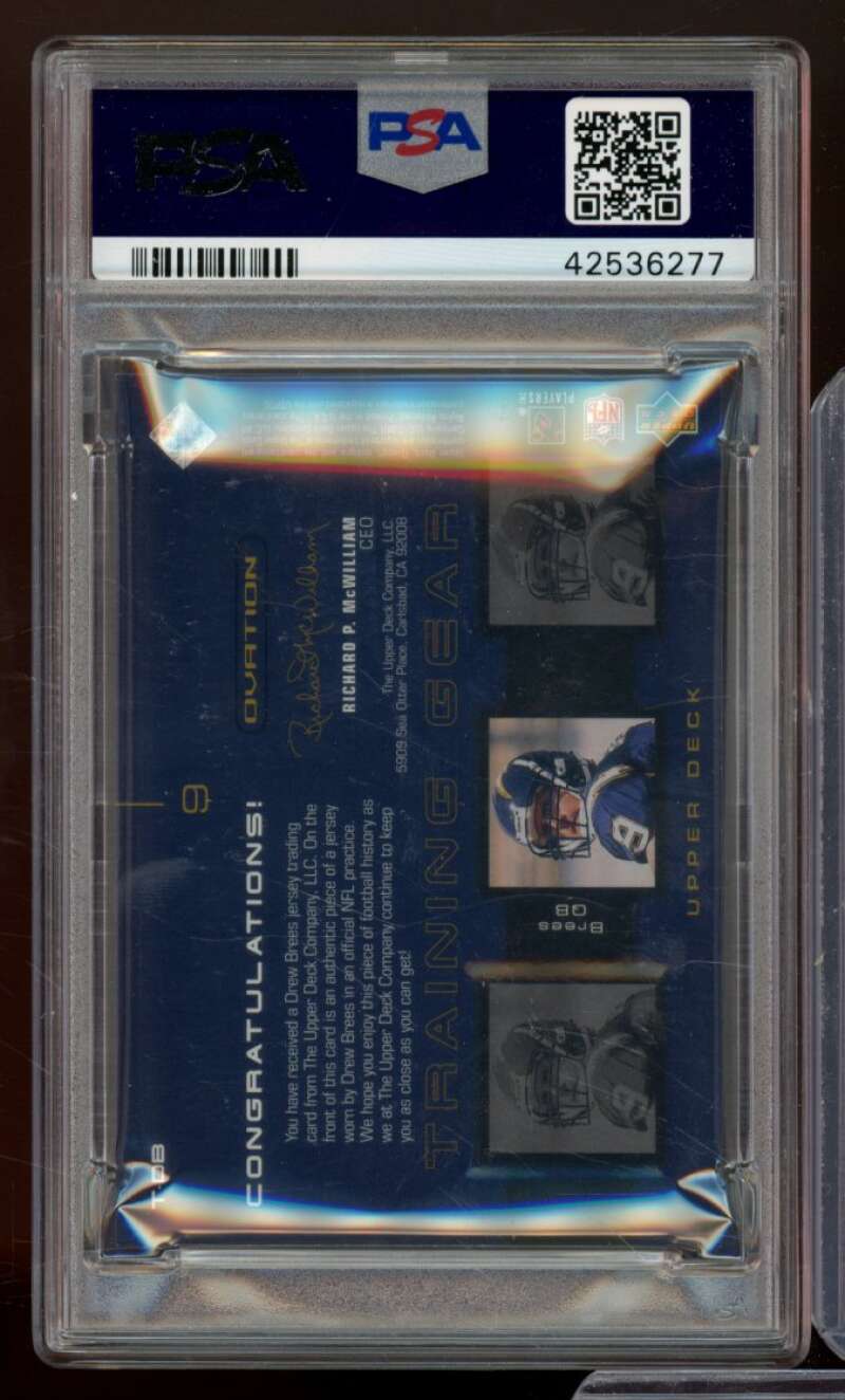 Drew Brees Rookie 2001 Upper Deck Ovation Training Gear Jersey (pop 4) #DB PSA 9 Image 2