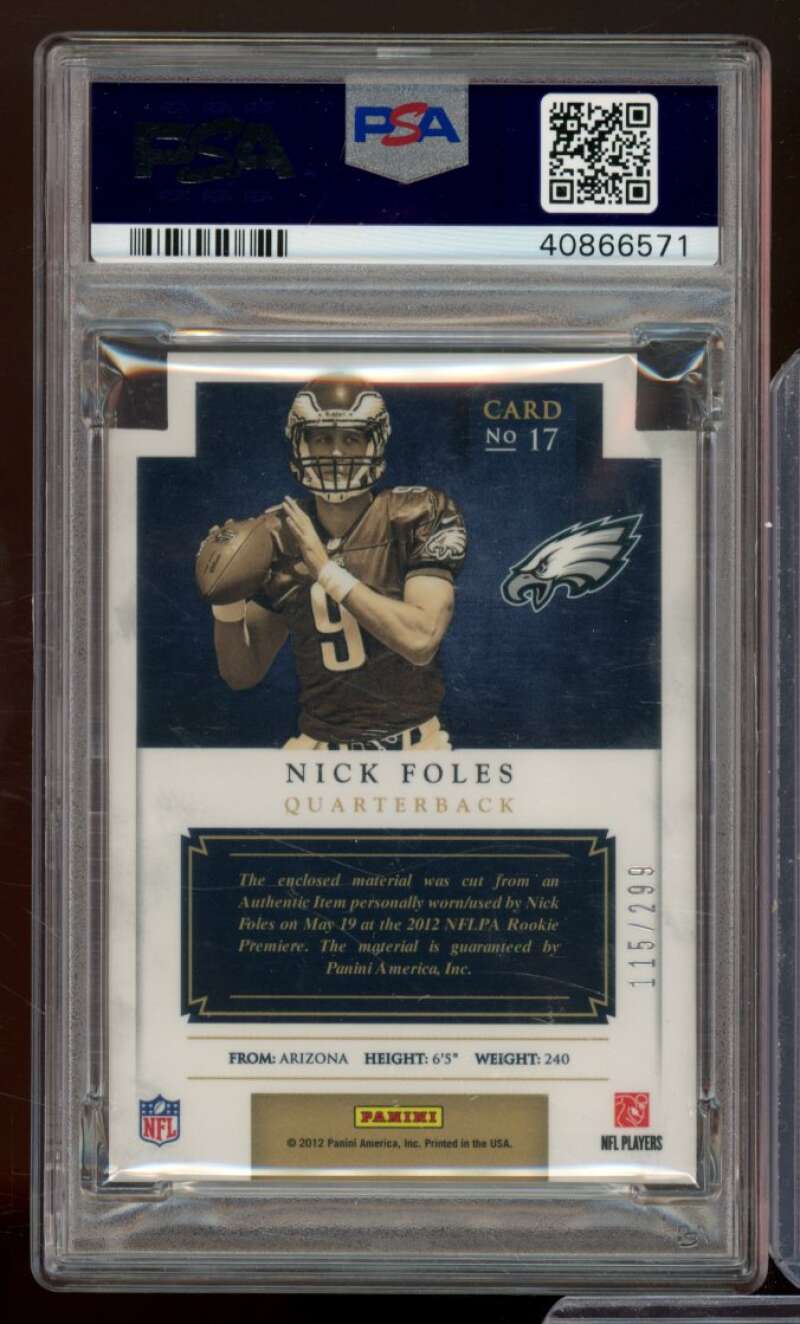 Nick Foles Rookie 2012 Panini Prominence Projection Materials (pop 2) #17 PSA 9 Image 2