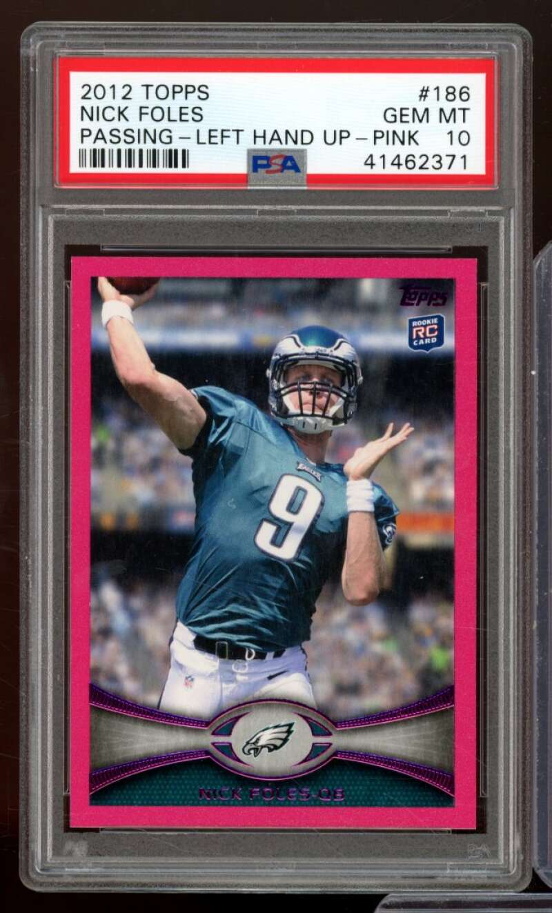 Nick Foles Rookie Card 2012 Topps Pink (pop 2) #186 PSA 10 Image 1