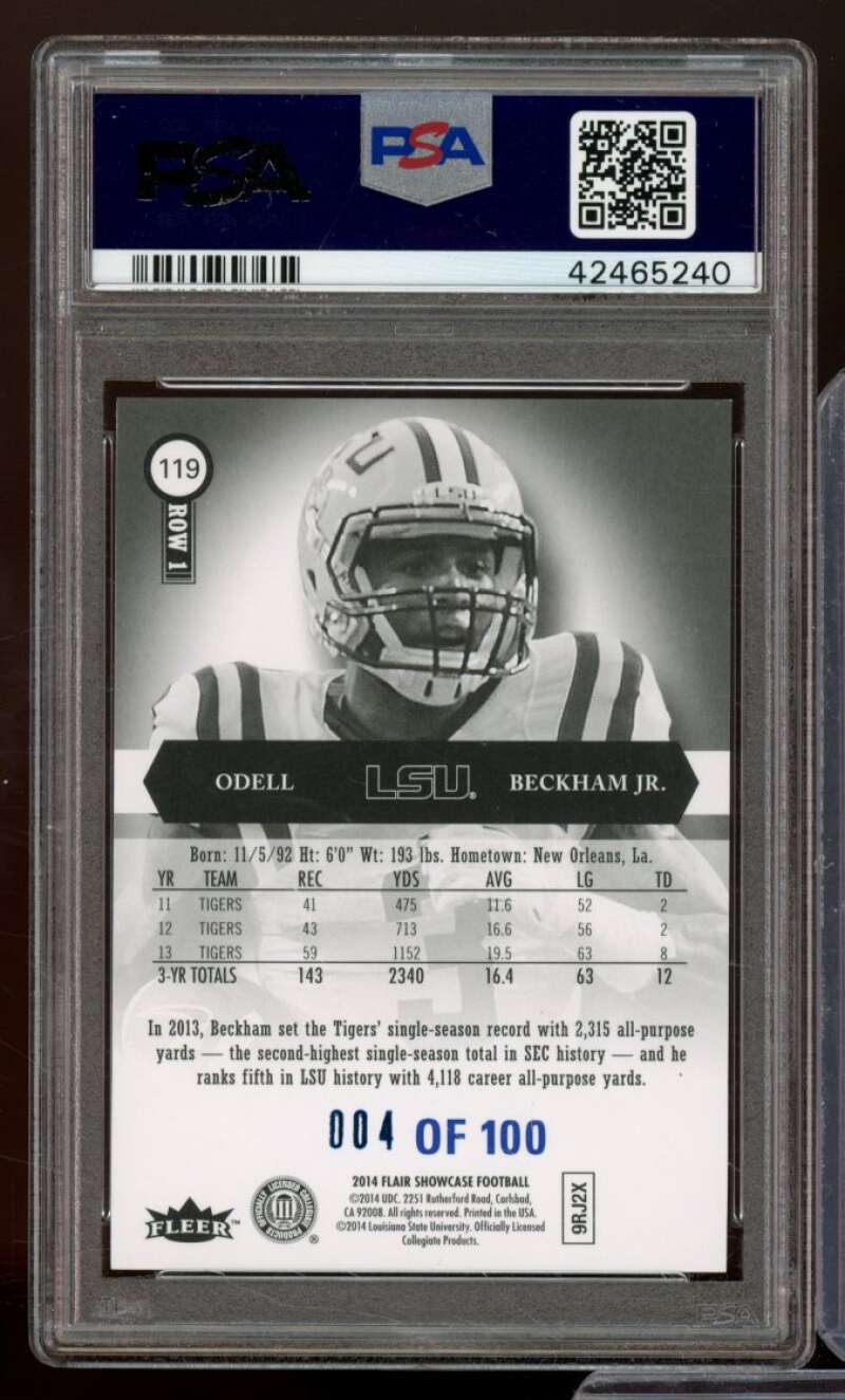 Odell Beckham Jr. Card 2014 Flair Showcase Row 1 Legacy Collection #119 PSA 9 Image 2