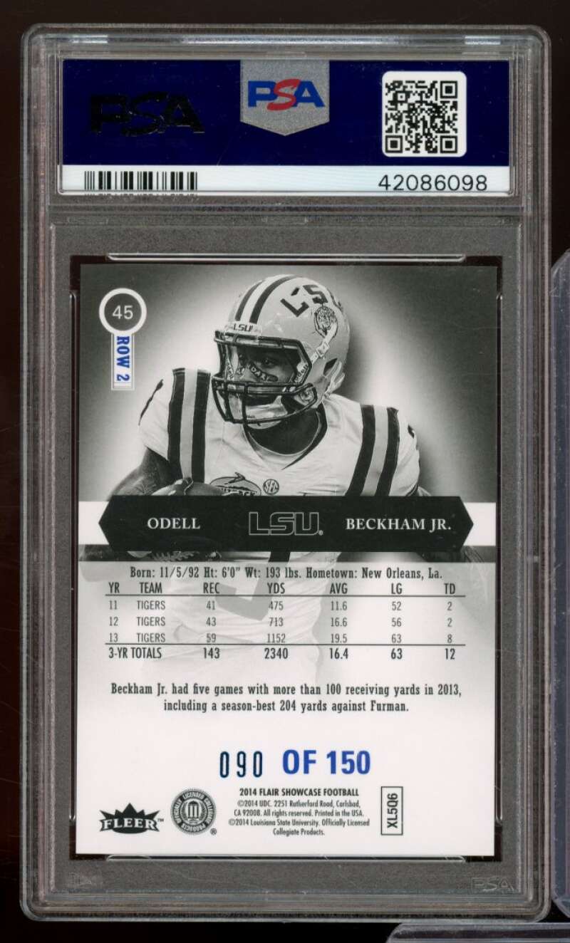 Odell Beckham Jr. Card 2014 Flair Showcase Row 2 Legacy Collection #45 PSA 9 Image 2