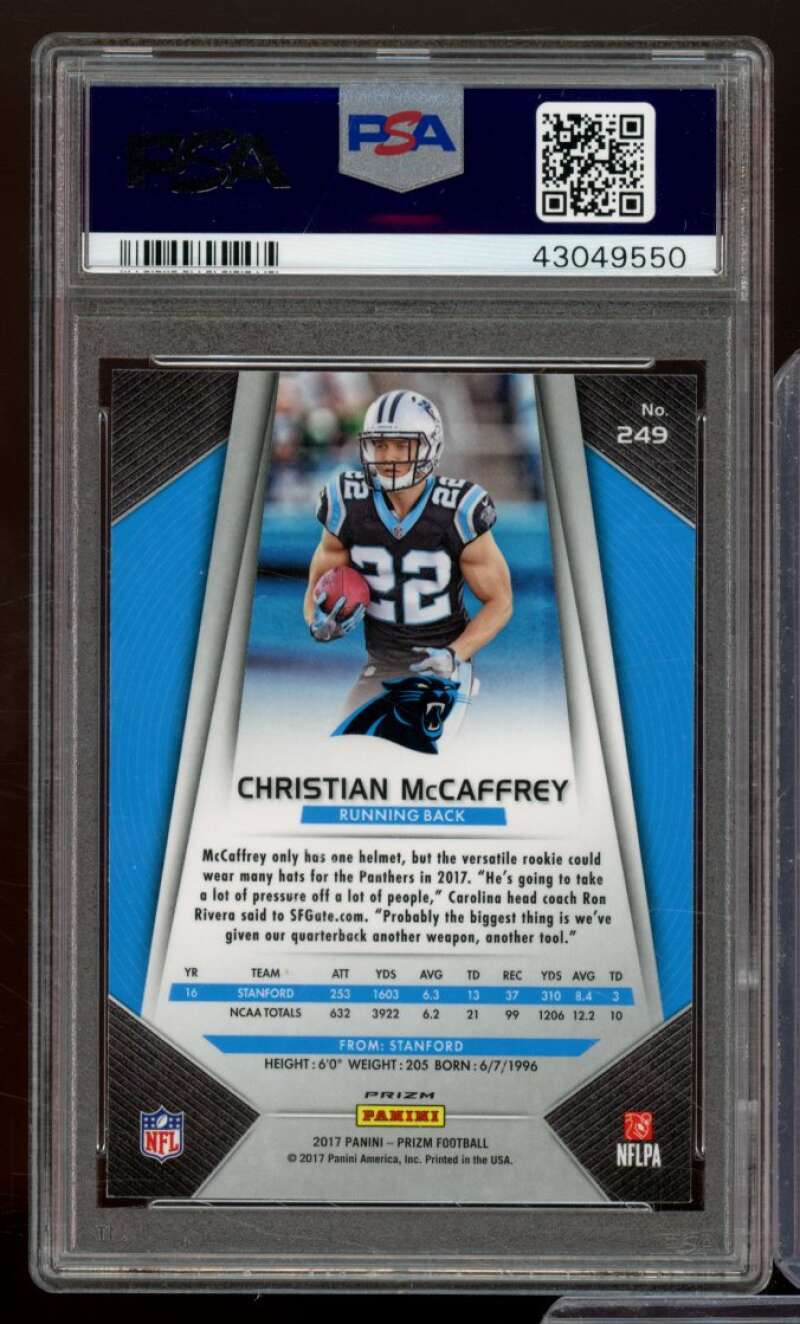 Christian McCaffrey Rookie Card 2017 Panini Prizm Green Prizm #249 PSA 9 Image 2