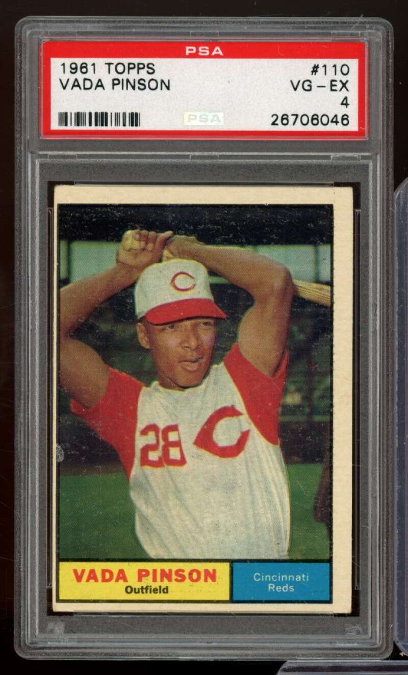 Vada Pinson Card 1961 Topps #110 PSA 4 Image 1