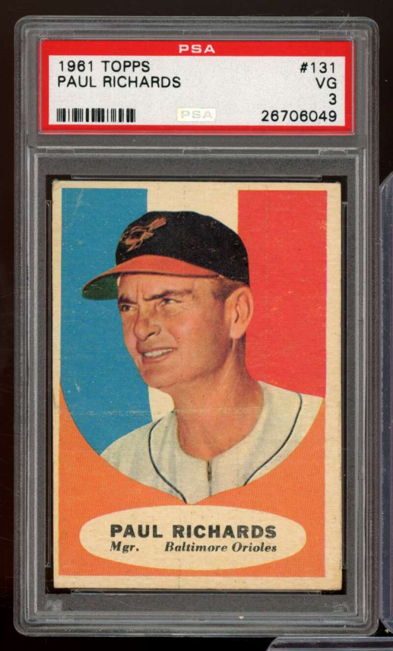 Paul Richards Card 1961 Topps #131 PSA 3 Image 1