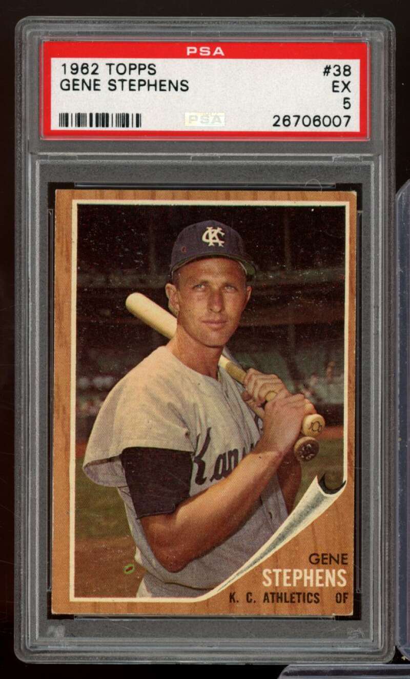 Gene Stephens Card 1962 Topps #38 PSA 5 Image 1