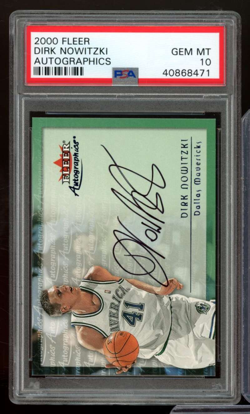 Dirk Nowitzki Card 2000-01 Fleer Autographics (pop 4) #nno PSA 10 Image 1