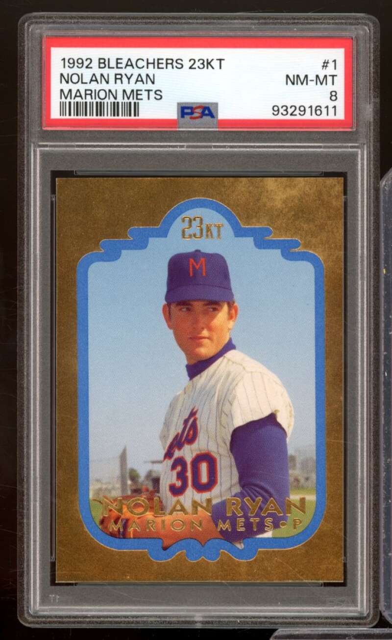 Nolan Ryan Card 1992 Bleachers 23Kt Marion Mets #1 PSA 8 Image 1