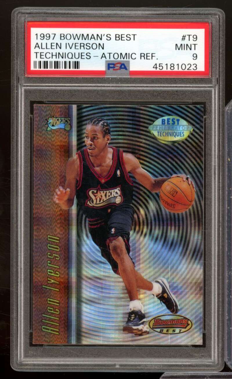 Allen Iverson Card 1997-98 Bowman's Best Techniques - Atomic Refractor #T9 PSA 9 Image 1