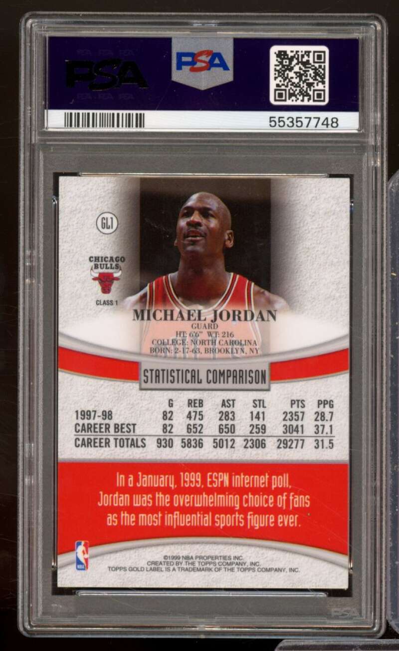 Michael Jordan Card 1998-99 Topps Gold Label #GL1 PSA 8 Image 2