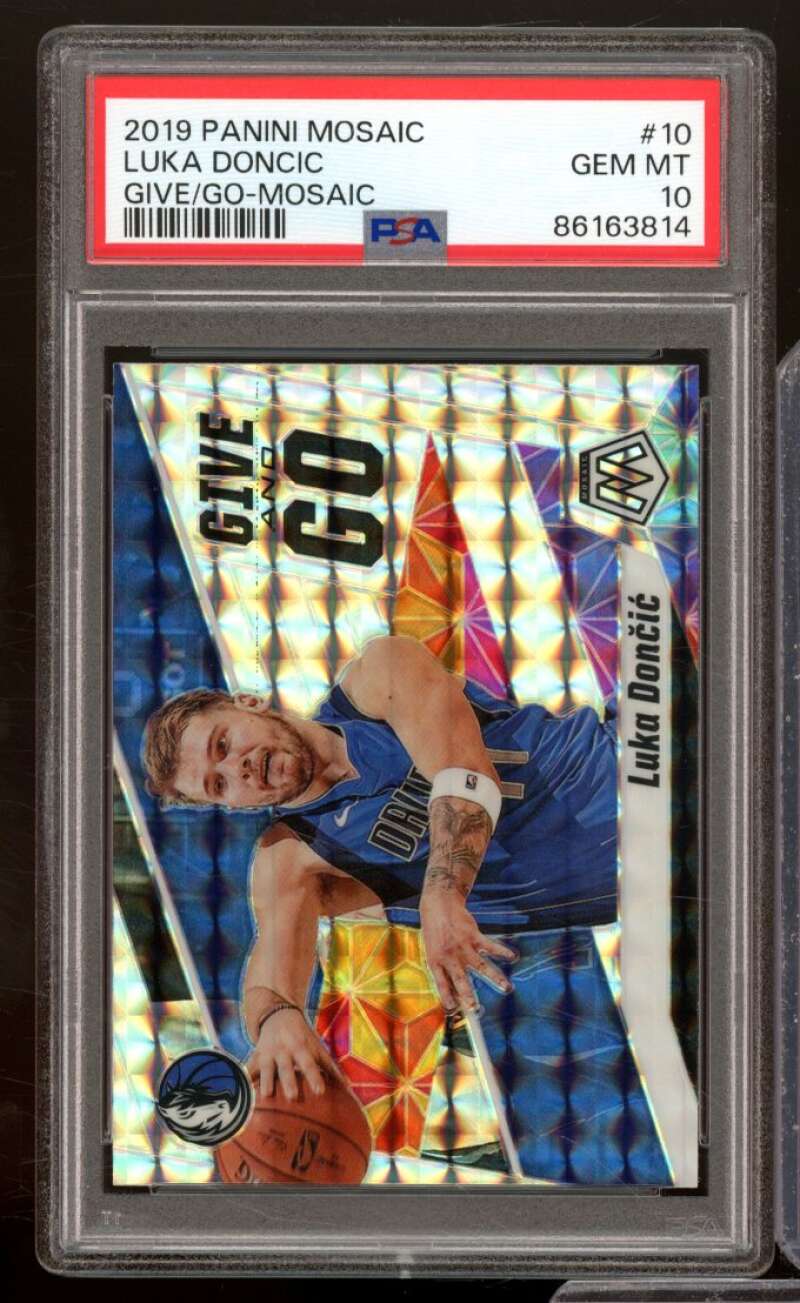 Luka Doncic Card 2019-20 Panini Mosaic Give/Go Mosaic #10 PSA 10 Image 1