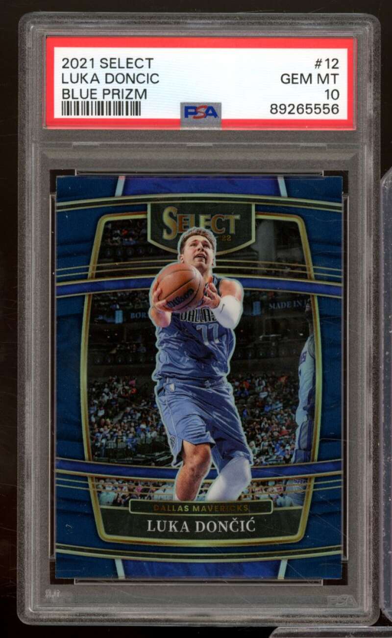 Luka Doncic Card 2021-22 Select Blue Prizm #12 PSA 10 Image 1