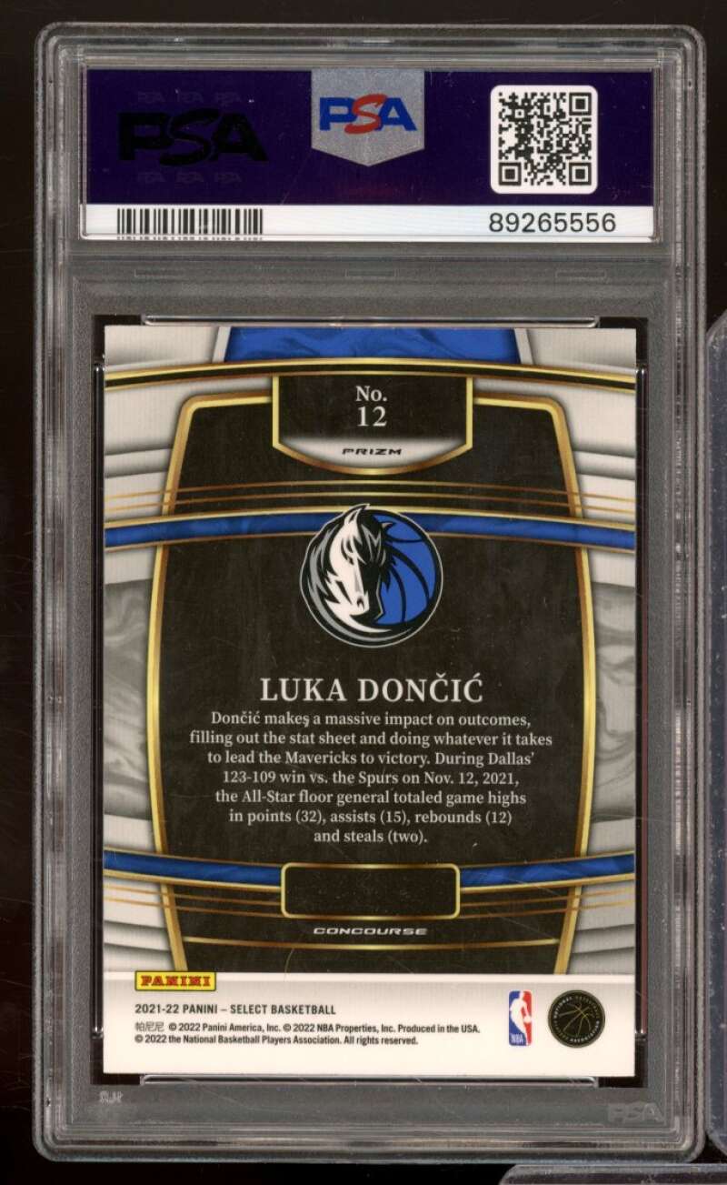 Luka Doncic Card 2021-22 Select Blue Prizm #12 PSA 10 Image 2