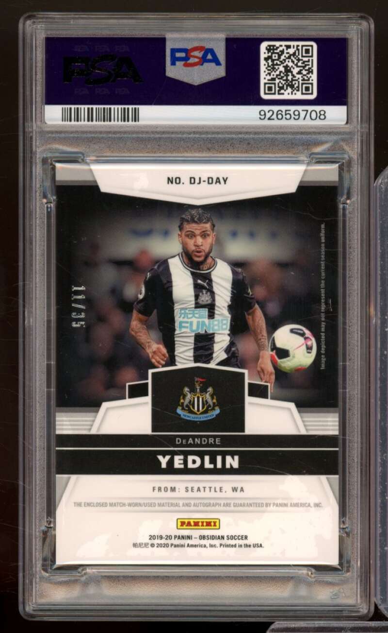 Deandre Yedlin Card 2019 Obsidian Dual Jersey Ink (11/35) (pop 1) #Djday PSA 10 Image 2