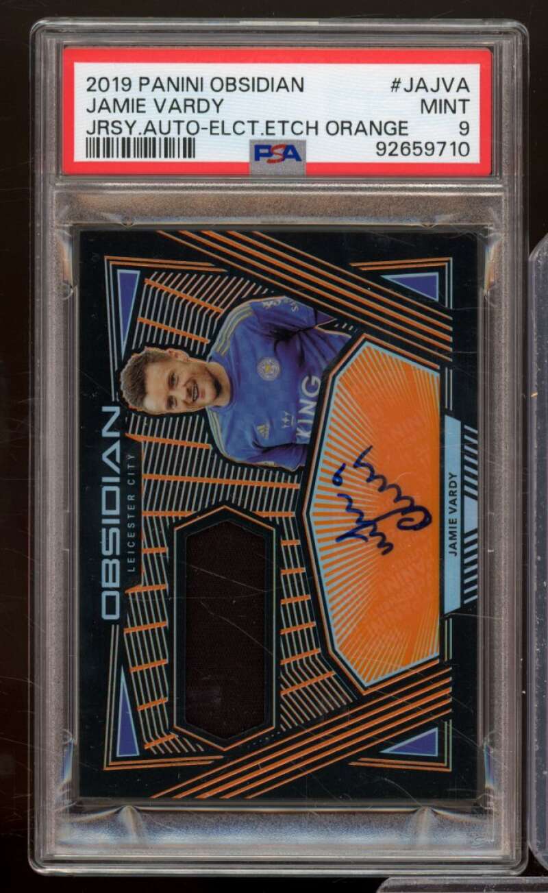 Jamie Vardy 2019 Obsidian jersey Auto Electric Etch Orange (pop 1) #Jajva PSA 9 Image 1