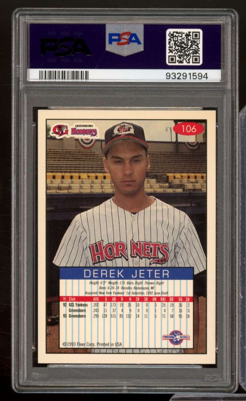 Derek Jeter Rookie Card 1993 Fleer Excel #106 PSA 10 Image 2