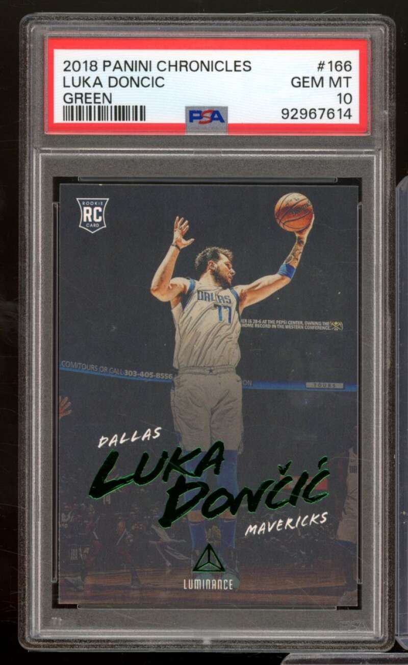 Luka Doncic Rookie Card 2018-19 Panini Chronicles Green #166 PSA 10 Image 1