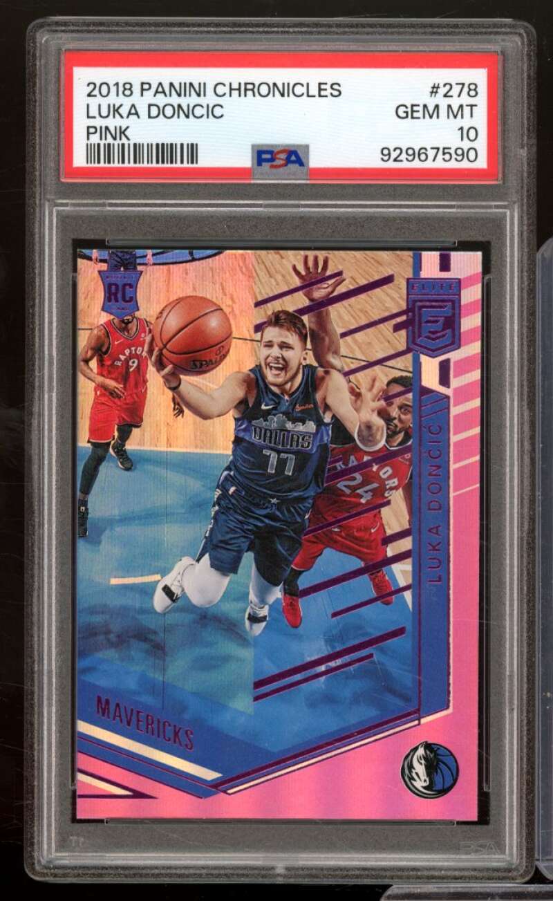 Luka Doncic Rookie Card 2018-19 Panini Chronicles Pink #278 PSA 10 Image 1