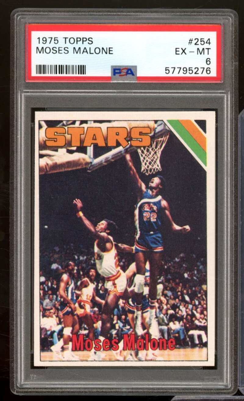 Moses Malone Rookie Card 1975-76 Topps #254 PSA 6 Image 1