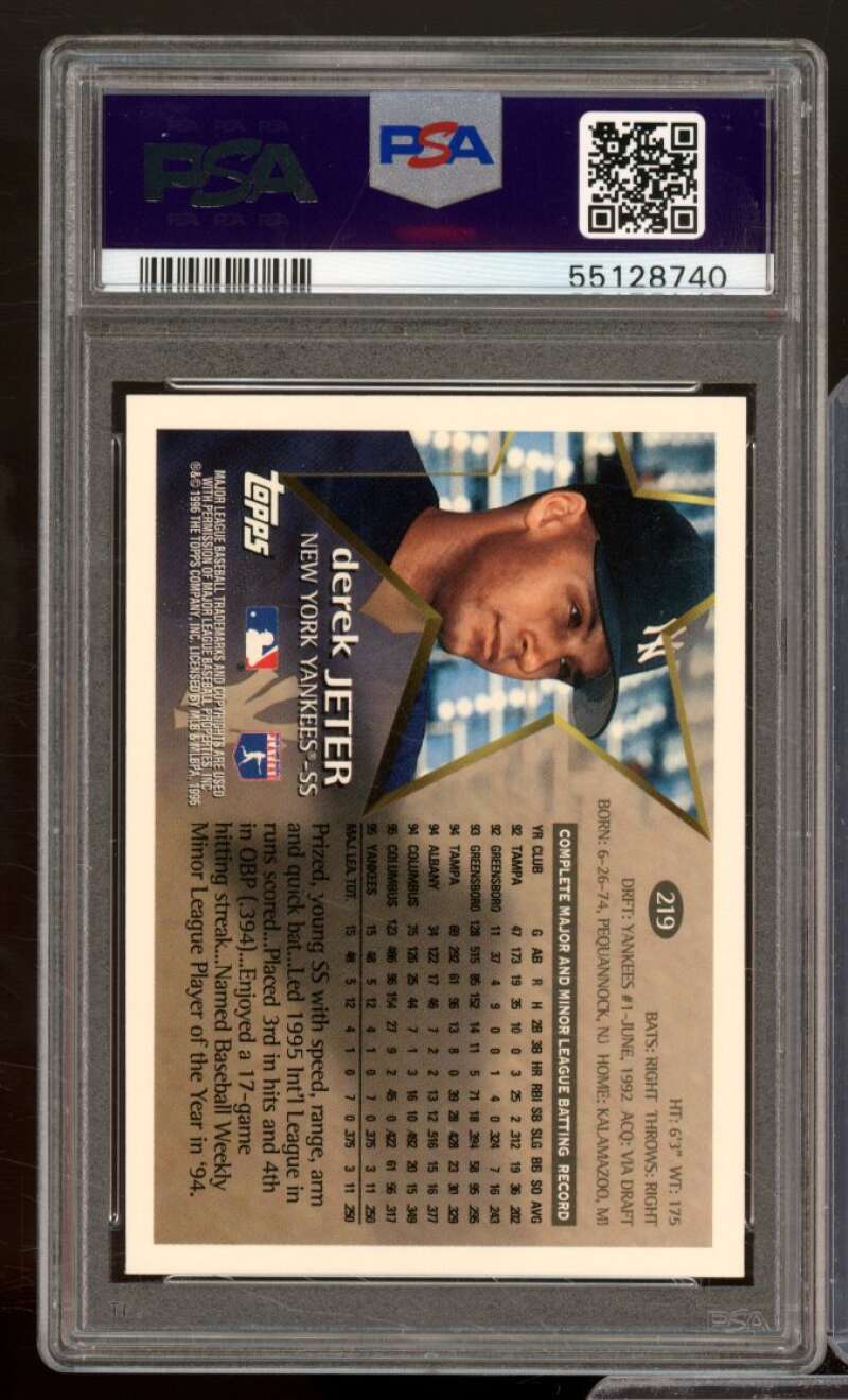 Derek Jeter Card 1996 Topps #219 PSA 9 Image 2