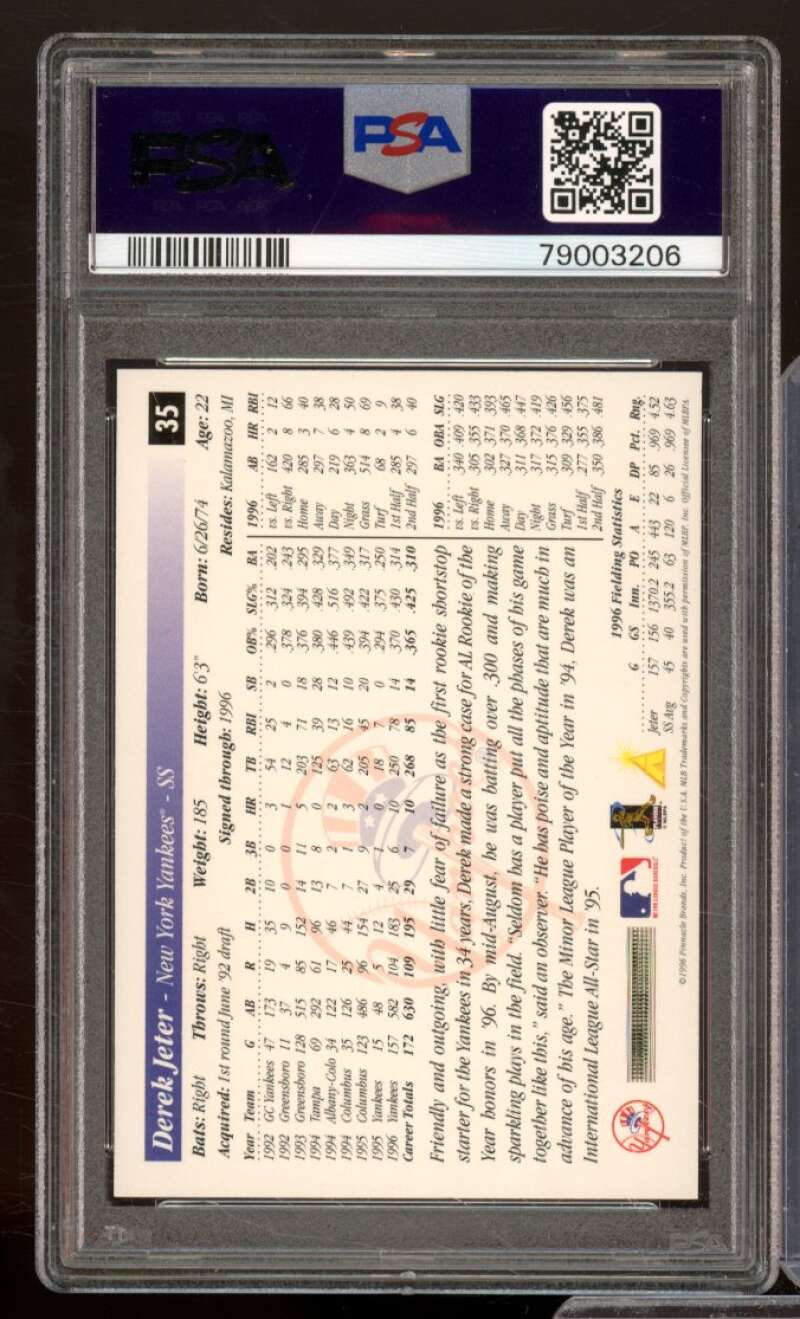 Derek Jeter Card 1997 Score #35 PSA 10 Image 2