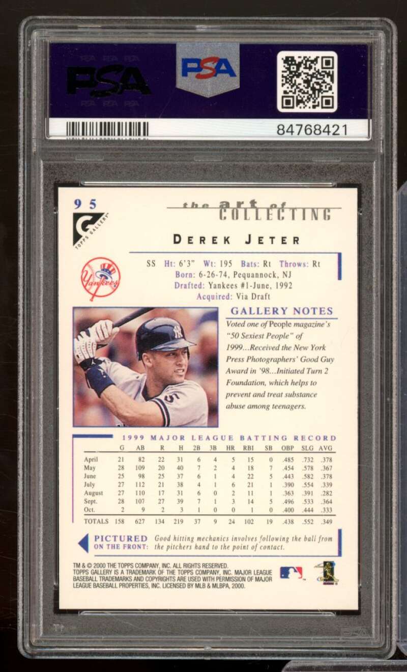 Derek Jeter Card 2000 Topps Gallery #95 PSA 10 Image 2