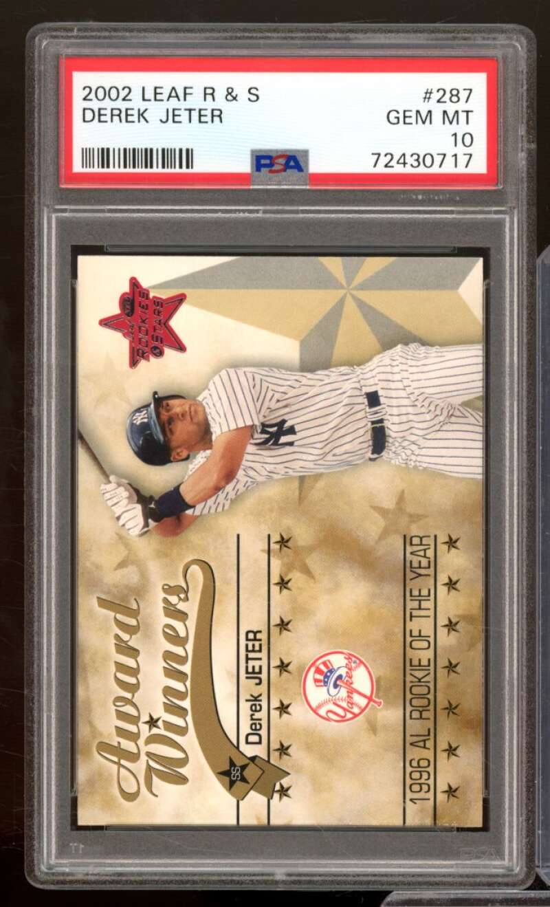 Derek Jeter Card 2002 Leaf Rookies Stars #287 PSA 10 Image 1