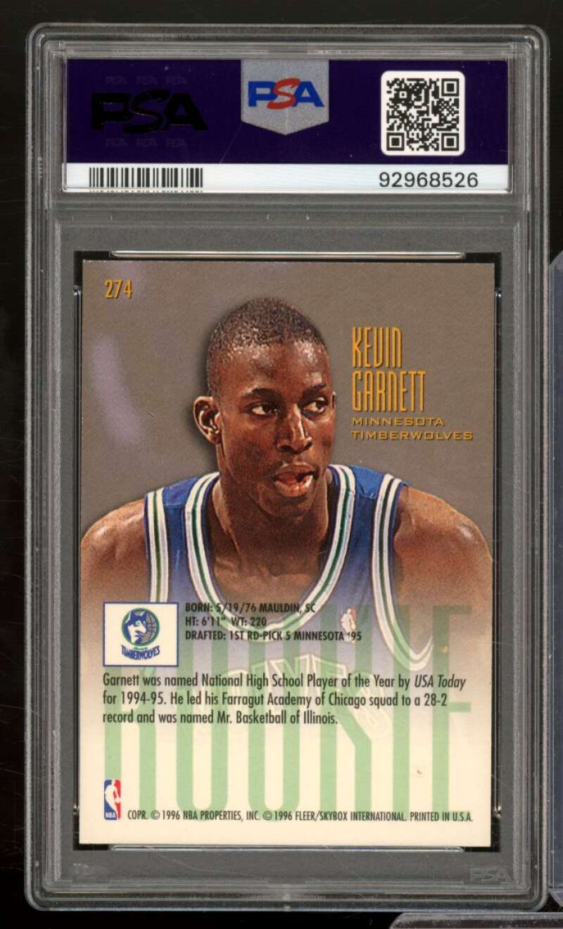 Kevin Garnett Rookie Card 1995-96 Ultra #274 PSA 8 Image 2