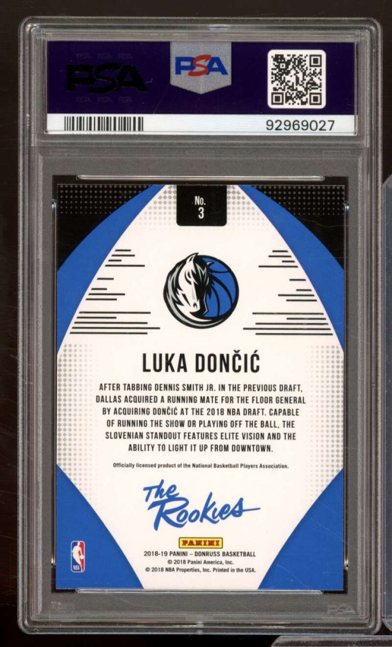 Luka Doncic Rookie Card 2018-19 Panini Donruss The Rookies #3 PSA 10 Image 2