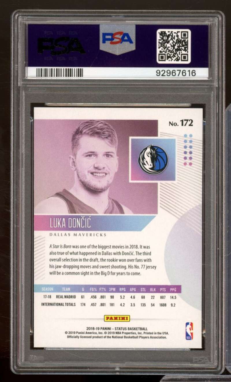 Luka Doncic Rookie Card 2018-19 Panini Status #172 PSA 10 Image 2