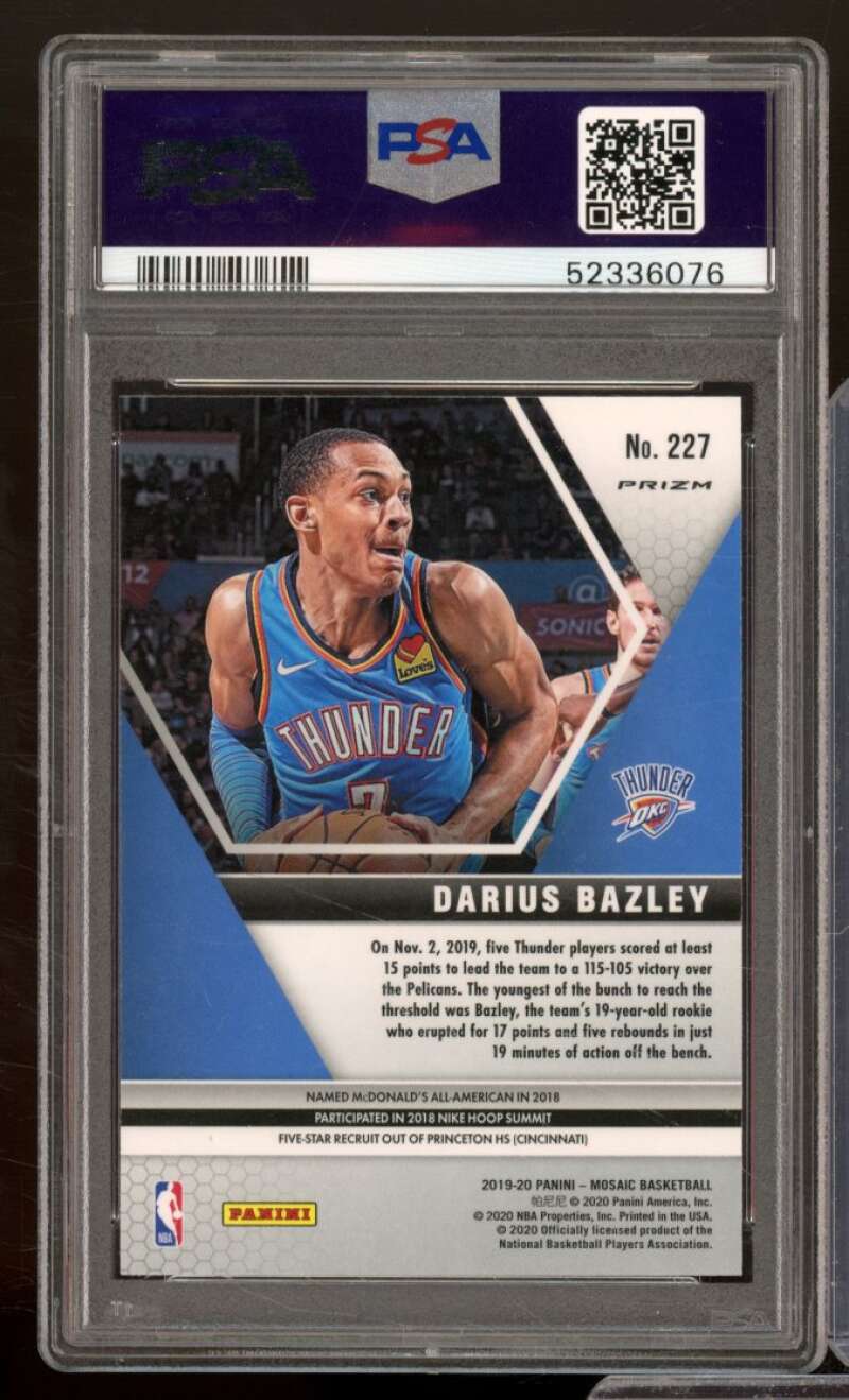 Darius Bazley Rookie Card 2019-20 Panini Mosaic Pink Camo #227 PSA 10 Image 2