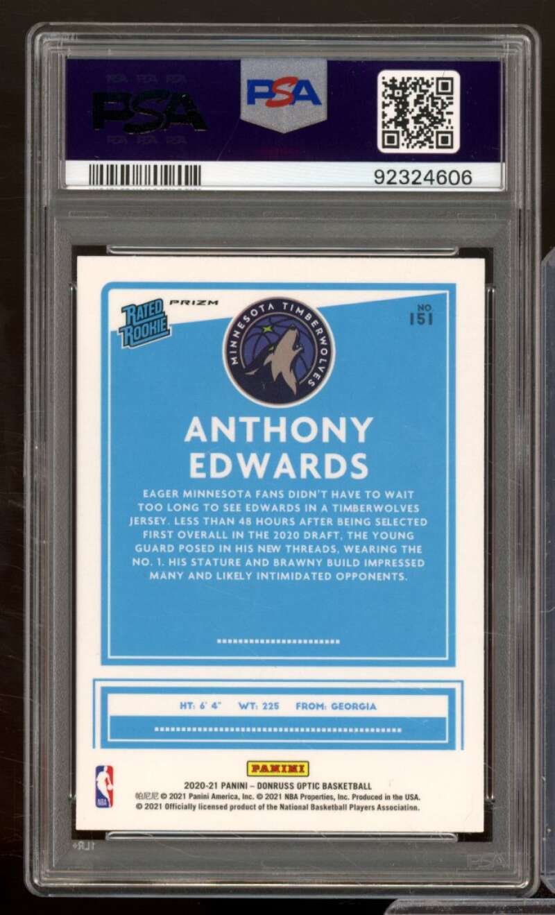 Anthony Edwards Rookie Card 2020-21 Donruss Optic Target Box Set #151 PSA 9 Image 2