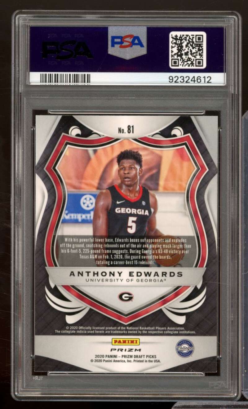 Anthony Edwards Rookie Card 2020-21 Panini Prizm DP Silver Prizm #81 PSA 10 Image 2