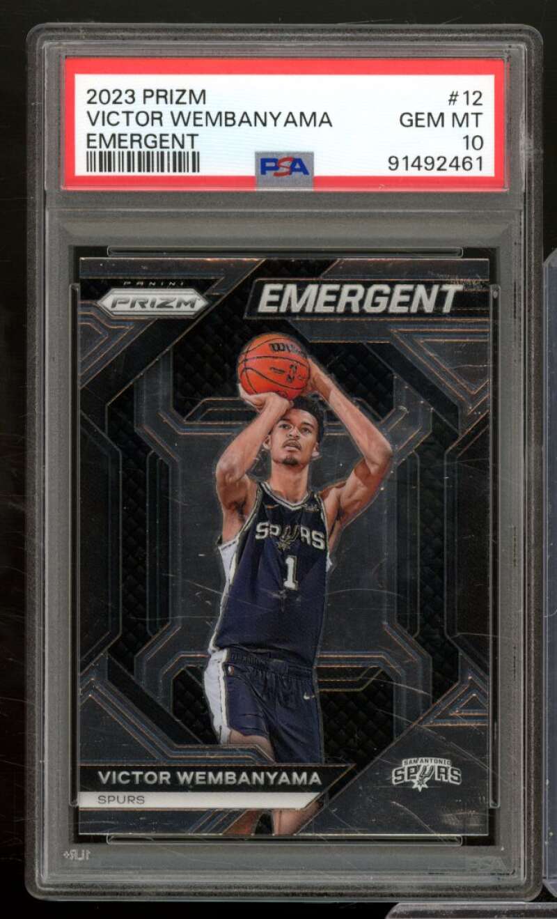 Victor Wembanyama Rookie Card 2023-24 Prizm Emergent #12 PSA 10 Image 1