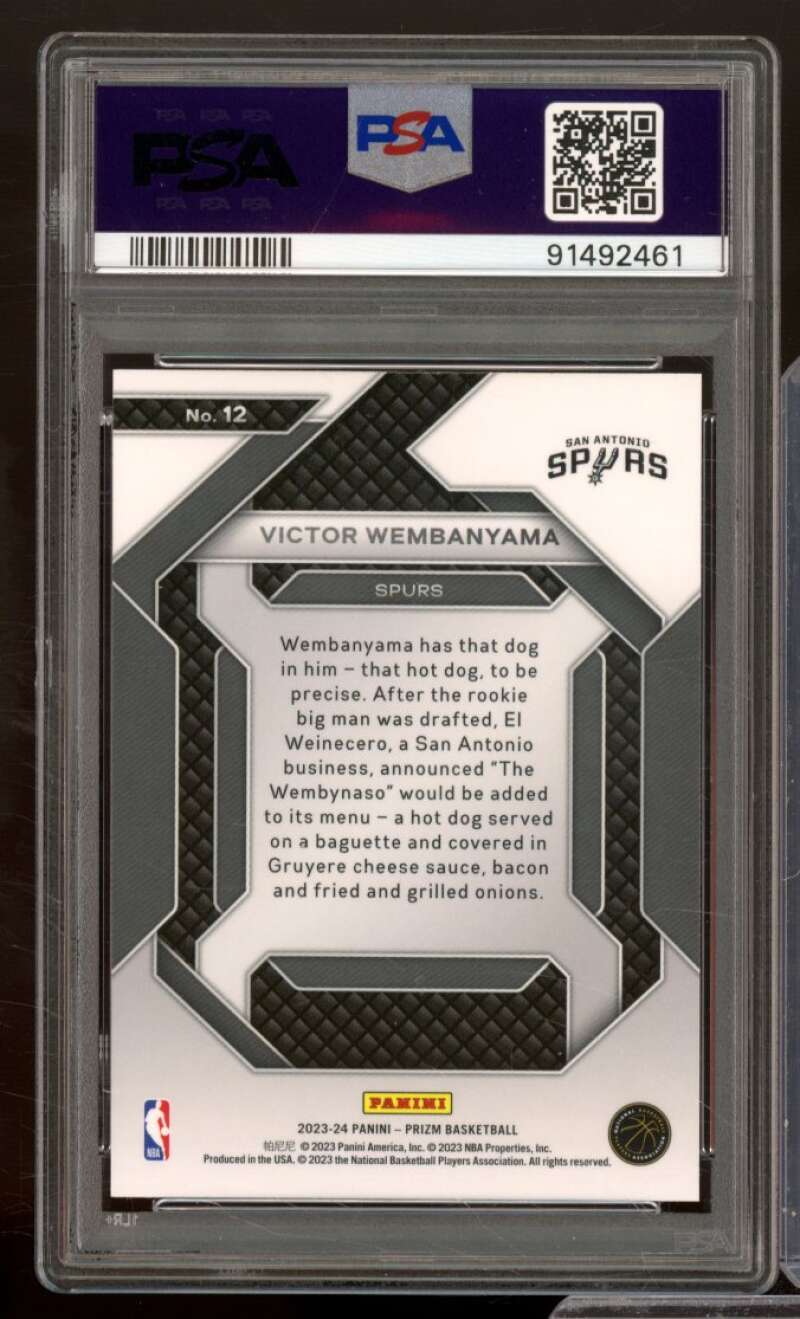 Victor Wembanyama Rookie Card 2023-24 Prizm Emergent #12 PSA 10 Image 2