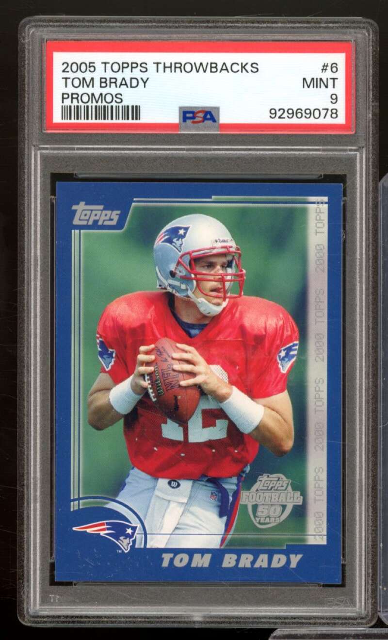 Tom Brady Card 2005 Topps Throwbacks Promos #6 PSA 9 Image 1