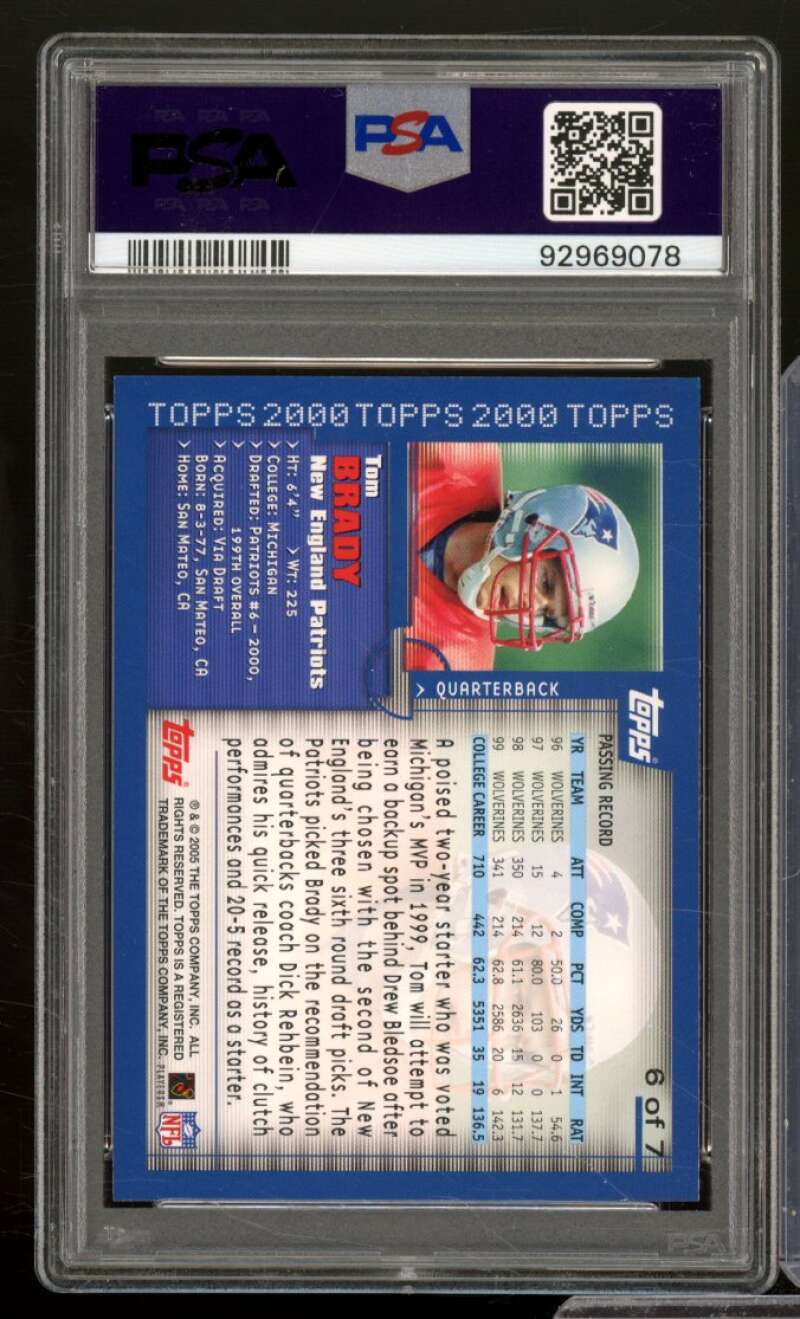 Tom Brady Card 2005 Topps Throwbacks Promos #6 PSA 9 Image 2