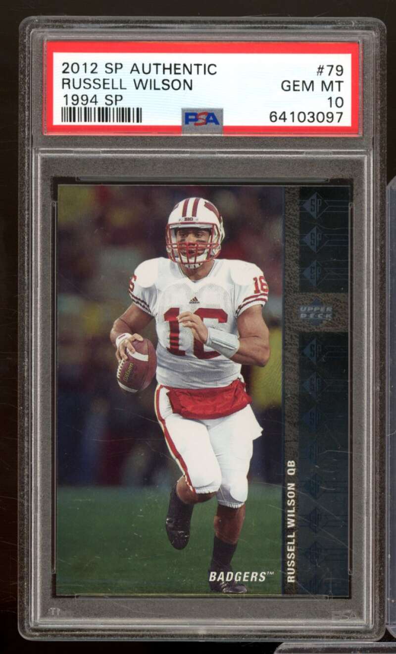 Russell Wilson Rookie Card 2012 SP Authentic #79 PSA 10 Image 1